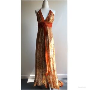Nicole Miller Collection orange and gold dress